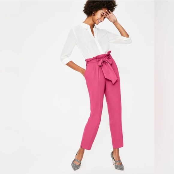 Boden Pants - NWT Boden Pink coral High-Waist Paperbag Ankle Trousers